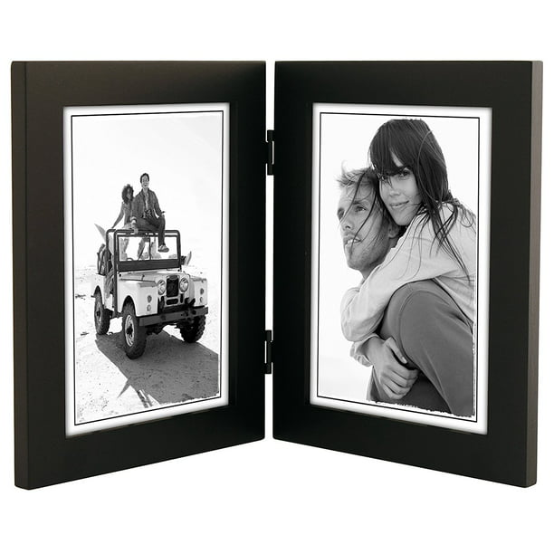 Walnut by Malden Split Double Holds 5x7 Picture Malden International Designs Linear Classic Wood Picture Frame 